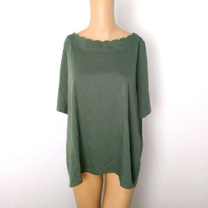 Talbots scalloped neckline top